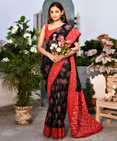 Black Ikkat  Pure Cotton Pochampalli Saree (without blouse piece)